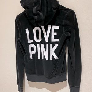 Black zip up sweatshirt with hoodie. Size XS.